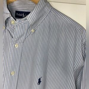 Ralph Lauren Men’s Shirt Medium | Blue Pinstripe Long Sleeve Button Down